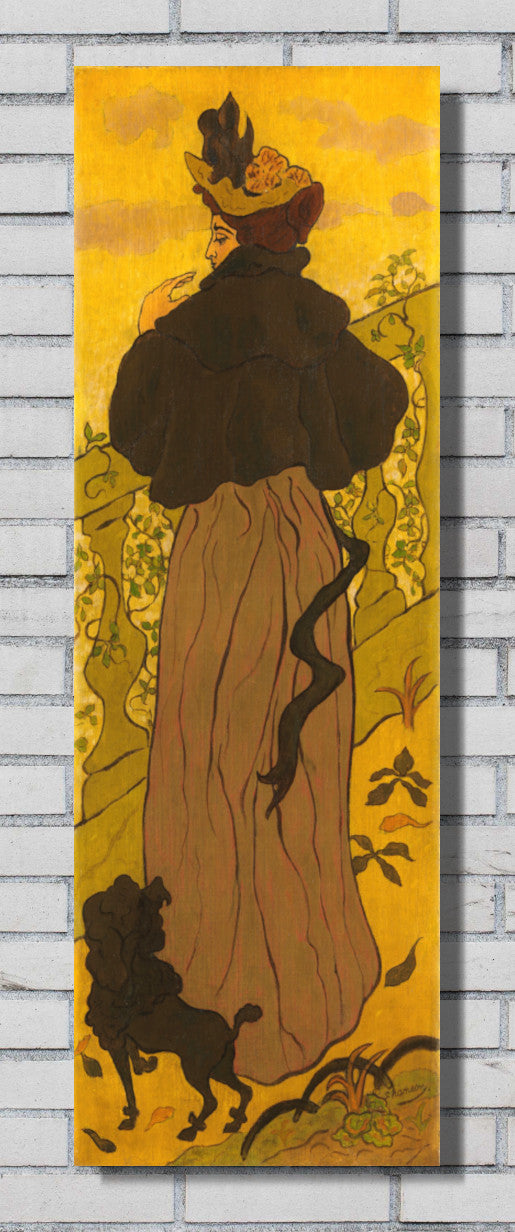 Woman Standing Beside a Balustrade with a Poodle by Paul Ranson