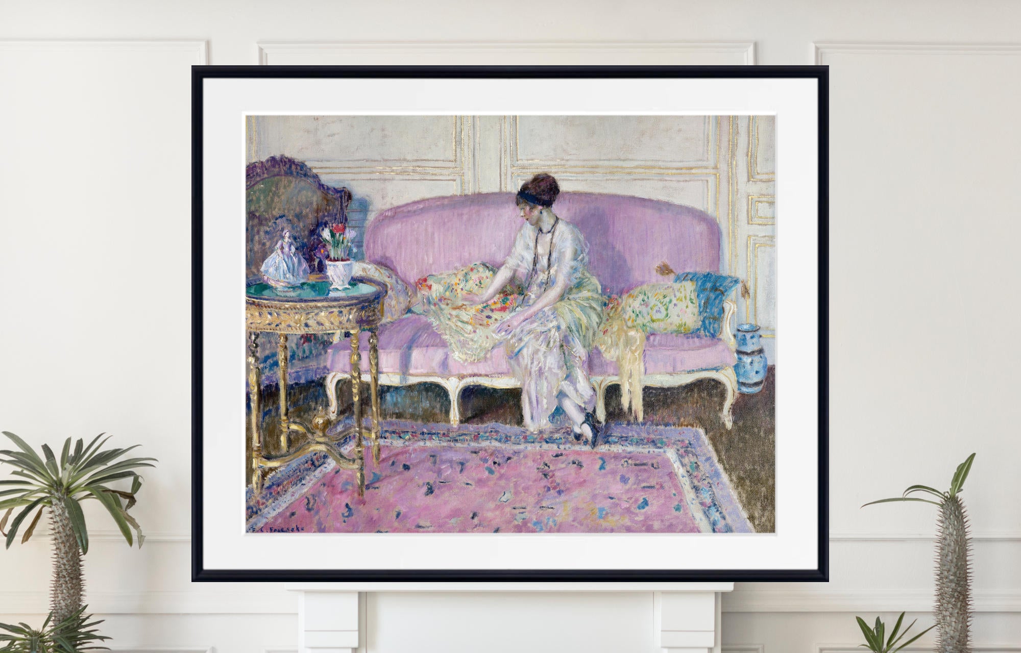 Frederick Carl Frieseke Prints, Woman Seated on Sofa in Interior (c1912)