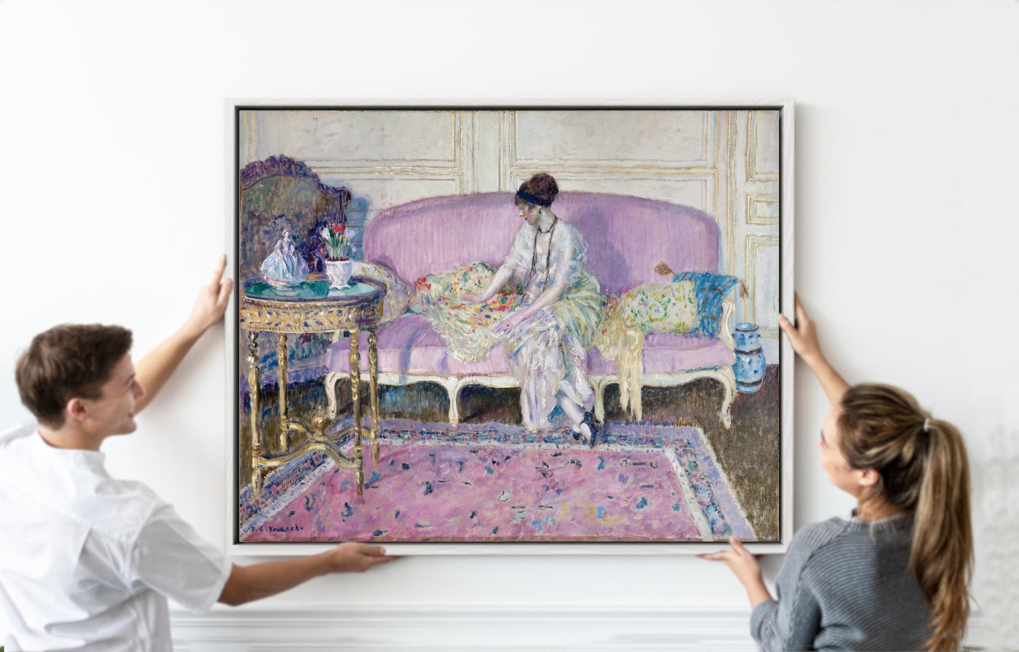 Frederick Carl Frieseke Prints, Woman Seated on Sofa in Interior (c1912)