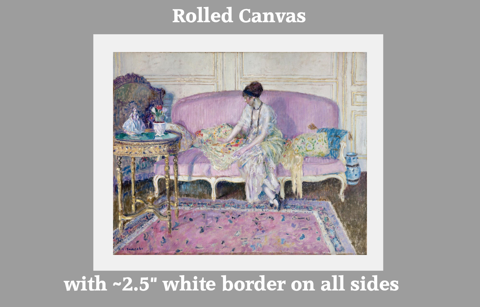 Frederick Carl Frieseke Prints, Woman Seated on Sofa in Interior (c1912)