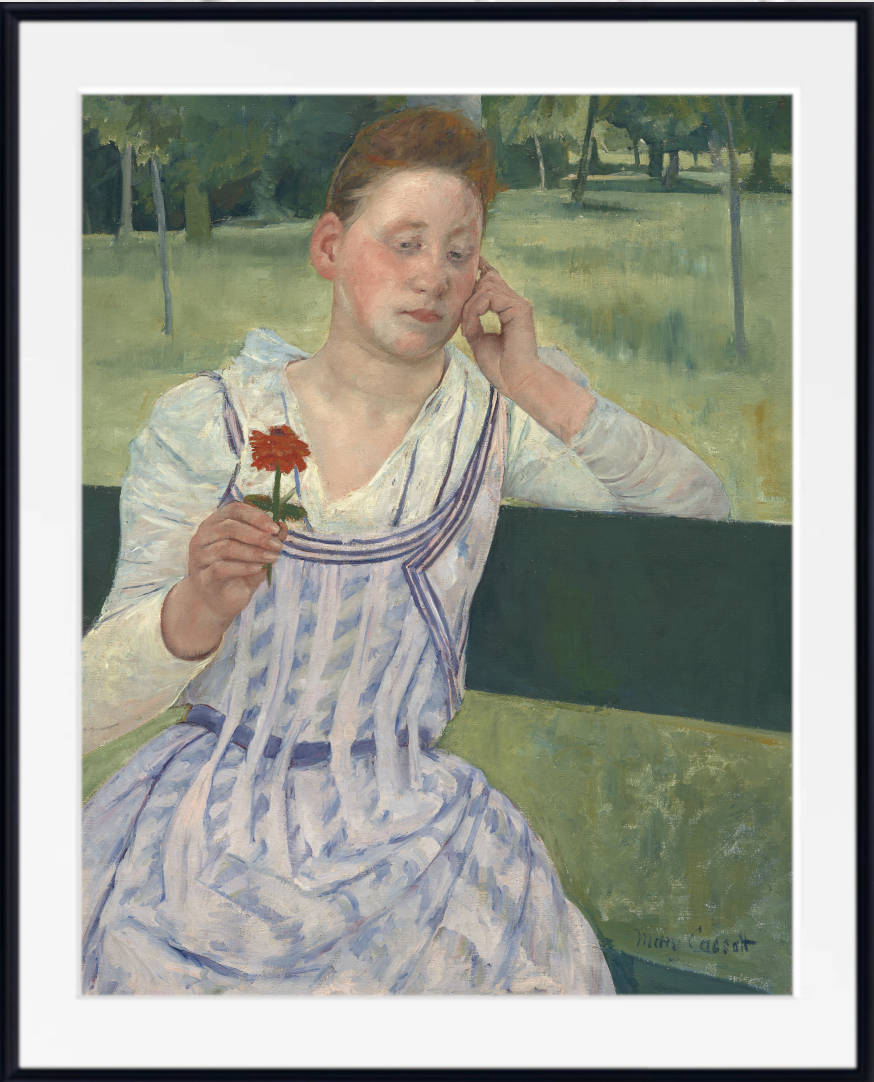 Mary Cassatt, Impressionist Fine Art Print : Woman with a Red Zinnia