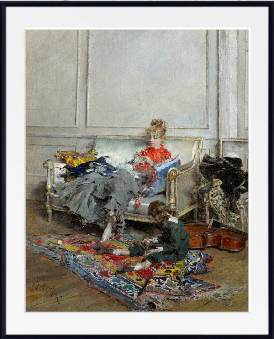 Young Woman Crocheting (1875) by Giovanni Boldini
