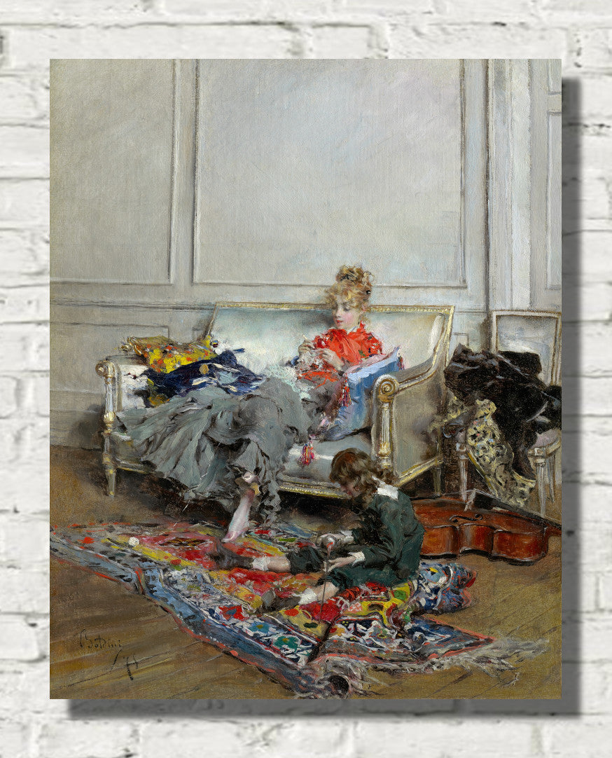 Young Woman Crocheting (1875) by Giovanni Boldini