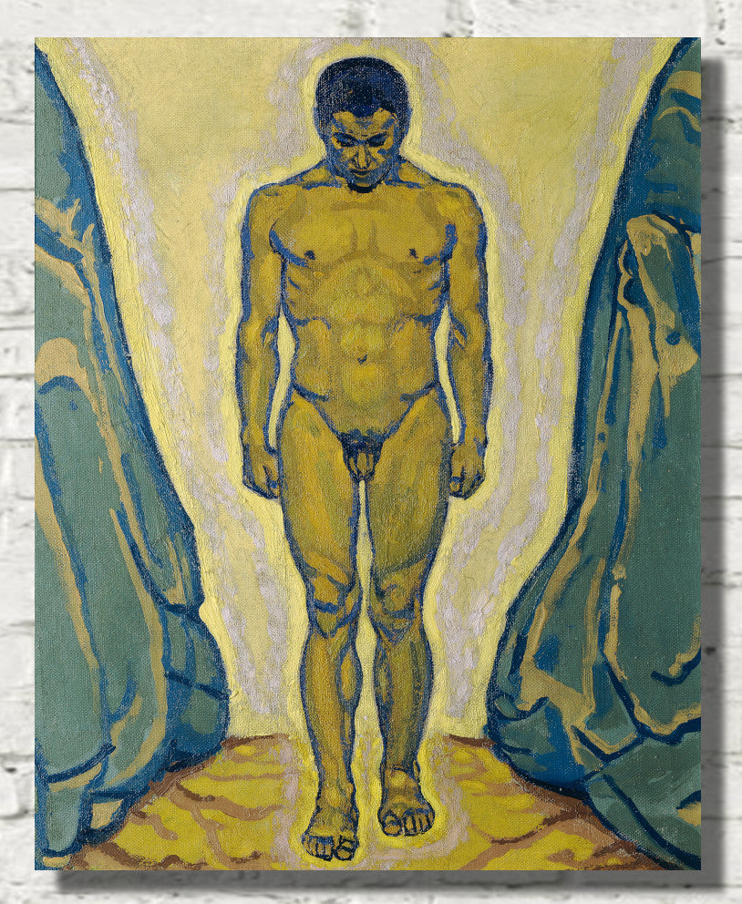 Koloman Moser Fine Art Print, Young man standing between rocks