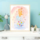 Acrobat Elephants Cute Children's Nursery Wall Art Print