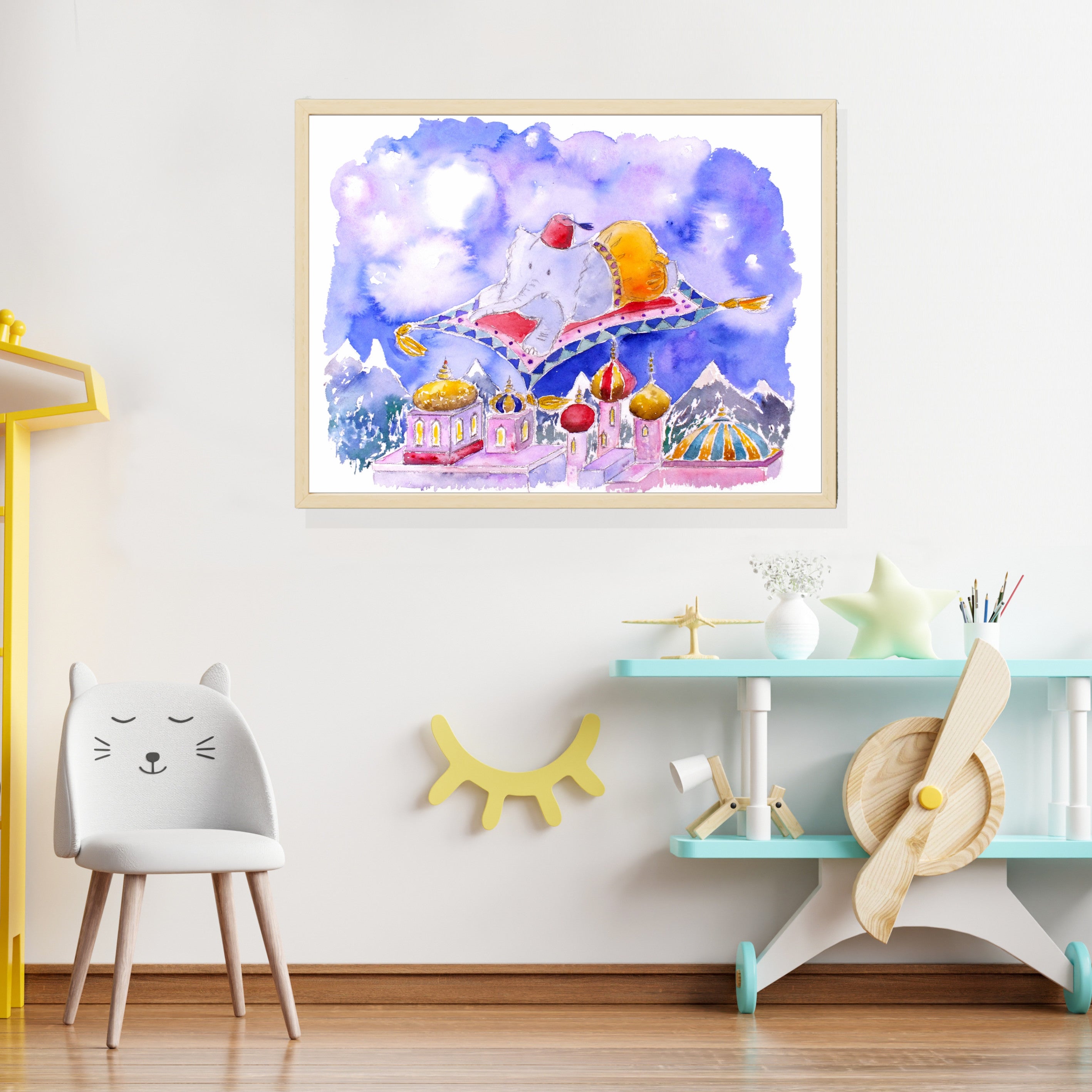 Aladdin Elephant Cute Children's Nursery Wall Art Print