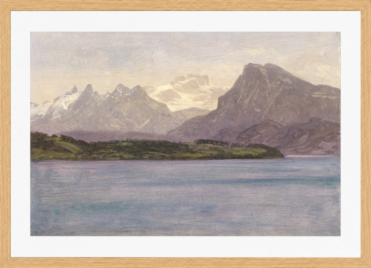 Albert Bierstadt Print, Alaskan Coast Range (ca. 1889) in an oak frame