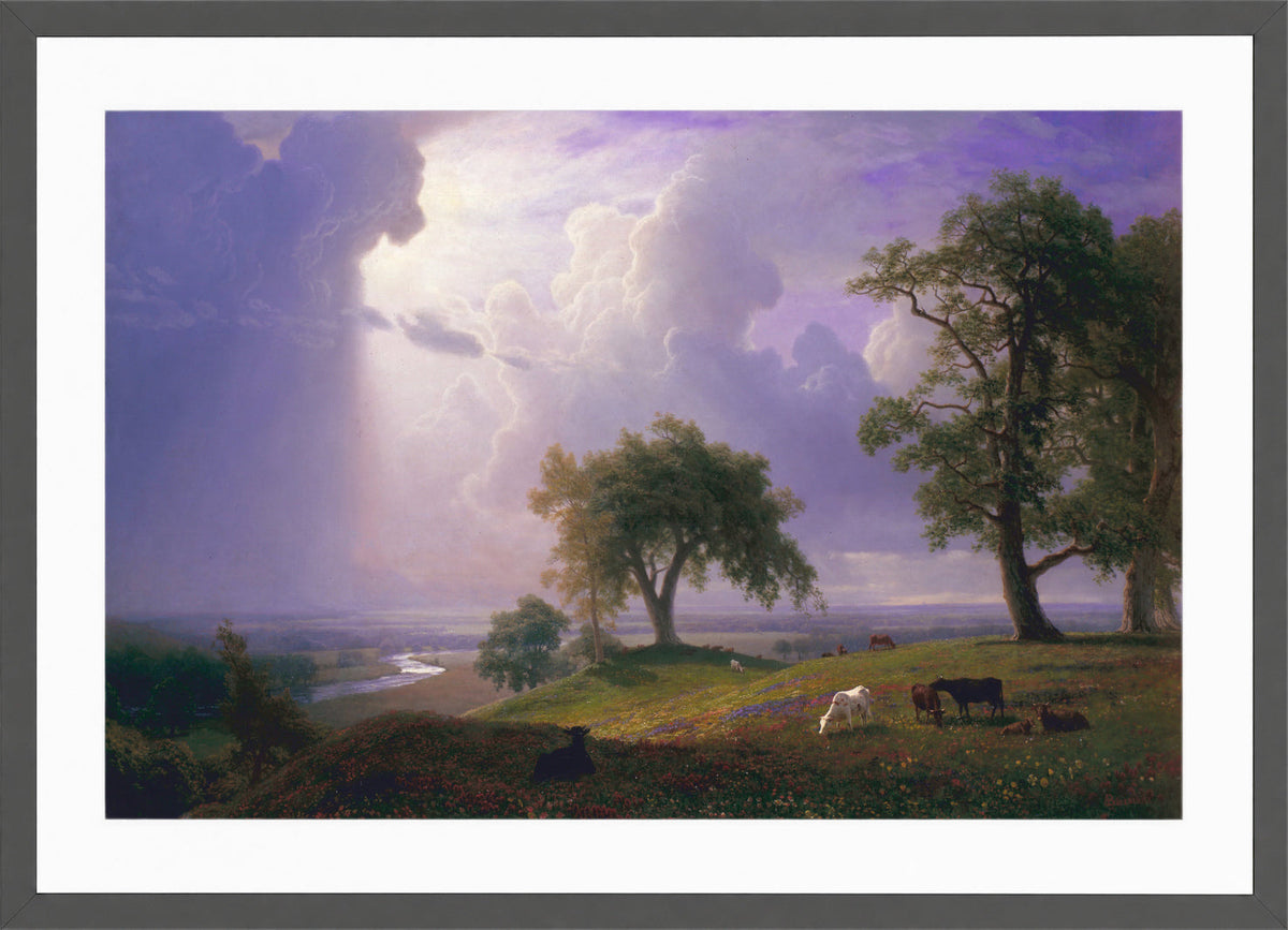 Albert Bierstadt Print, Albert Bierstadt - California Spring - Google Art Project in a dark grey frame