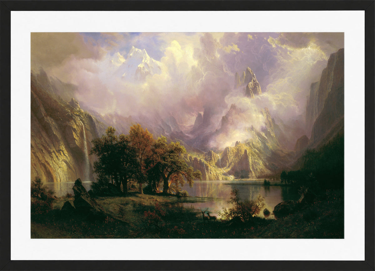 Albert Bierstadt Print, Albert Bierstadt - Rocky Mountain Landscape - Google Art Project in a black frame