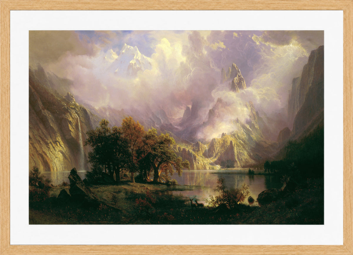 Albert Bierstadt Print, Albert Bierstadt - Rocky Mountain Landscape - Google Art Project in an oak frame
