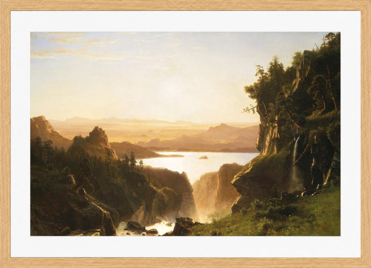 Albert Bierstadt Print, Island Lake, Wind River Range, Wyoming (1861) in an oak frame