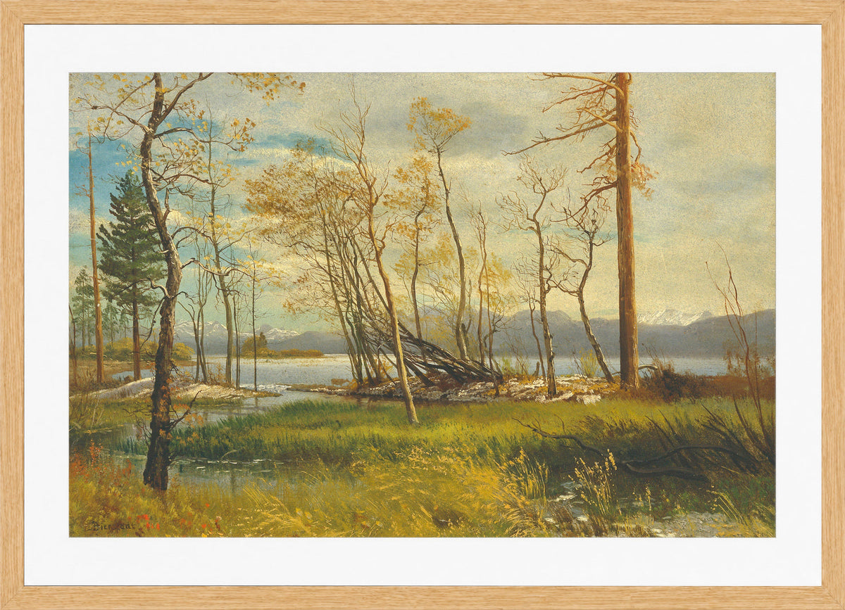 Albert Bierstadt Print, Lake Tahoe (1872) in an oak frame