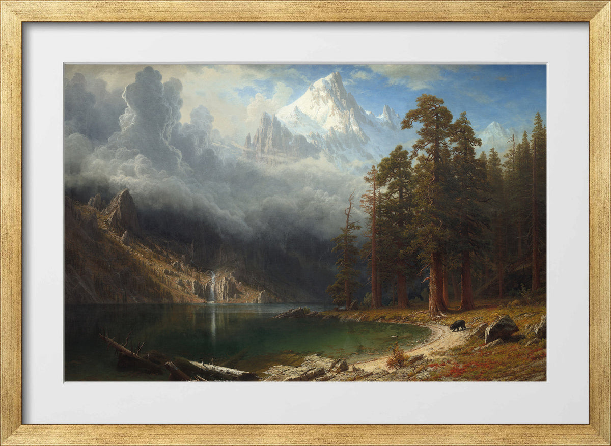 Albert Bierstadt Print, Mount Corcoran in a gold frame