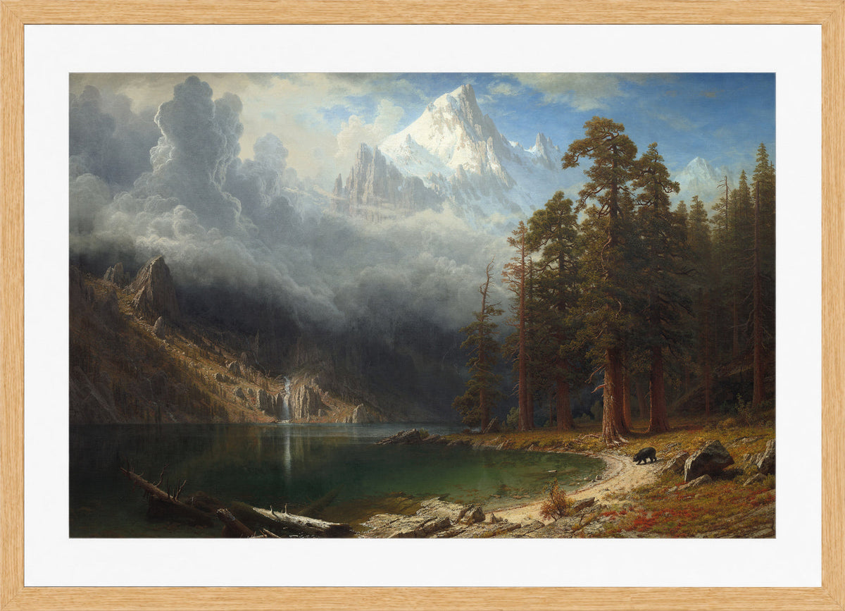Albert Bierstadt Print, Mount Corcoran in an oak frame