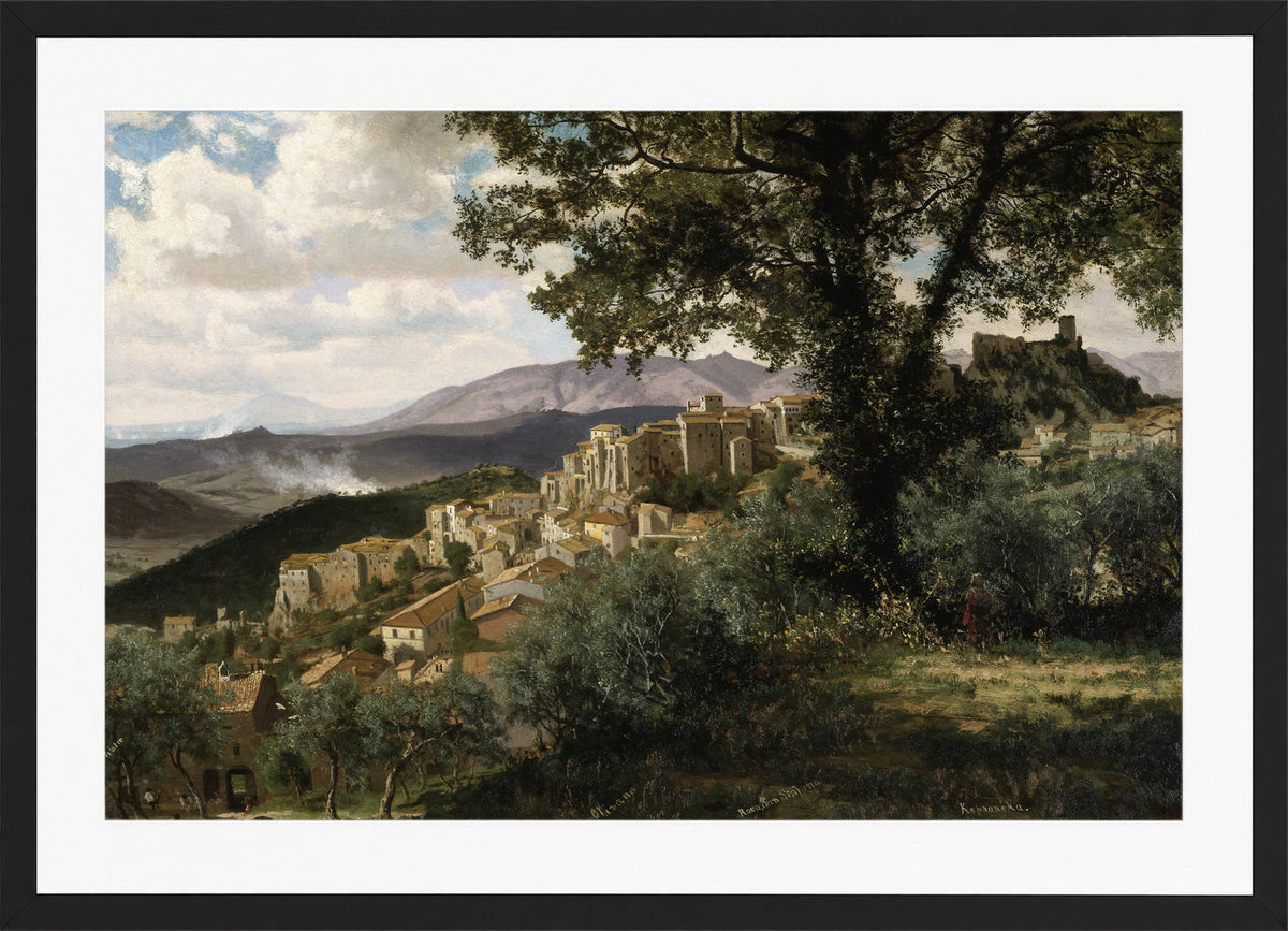 Albert Bierstadt Print, Olevano in a black frame