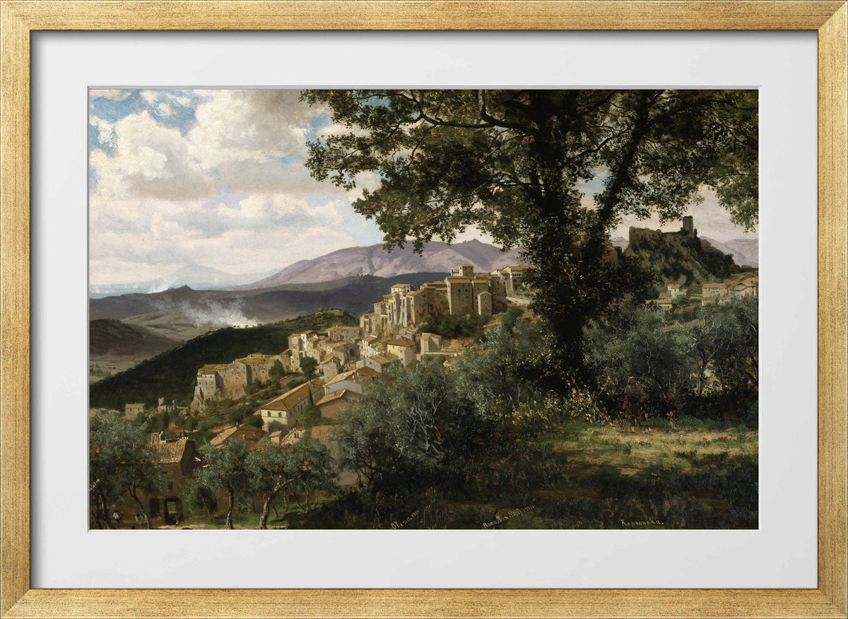 Albert Bierstadt Print, Olevano in a gold frame