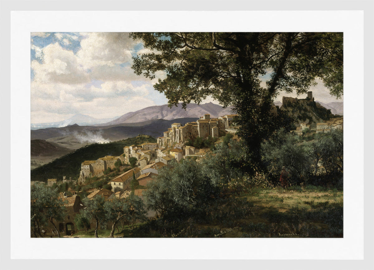 Albert Bierstadt Print, Olevano in a white frame