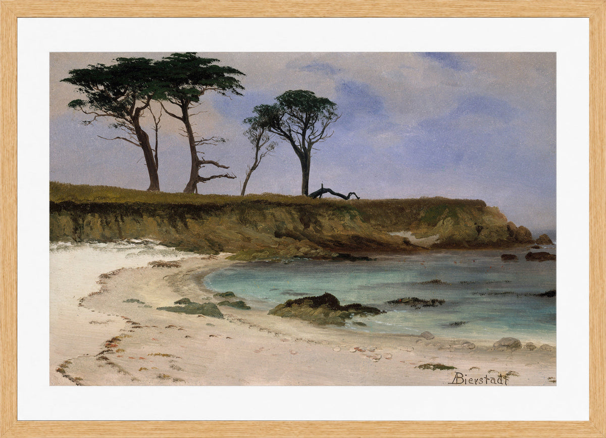 Albert Bierstadt Print, Sea Cove in an oak frame
