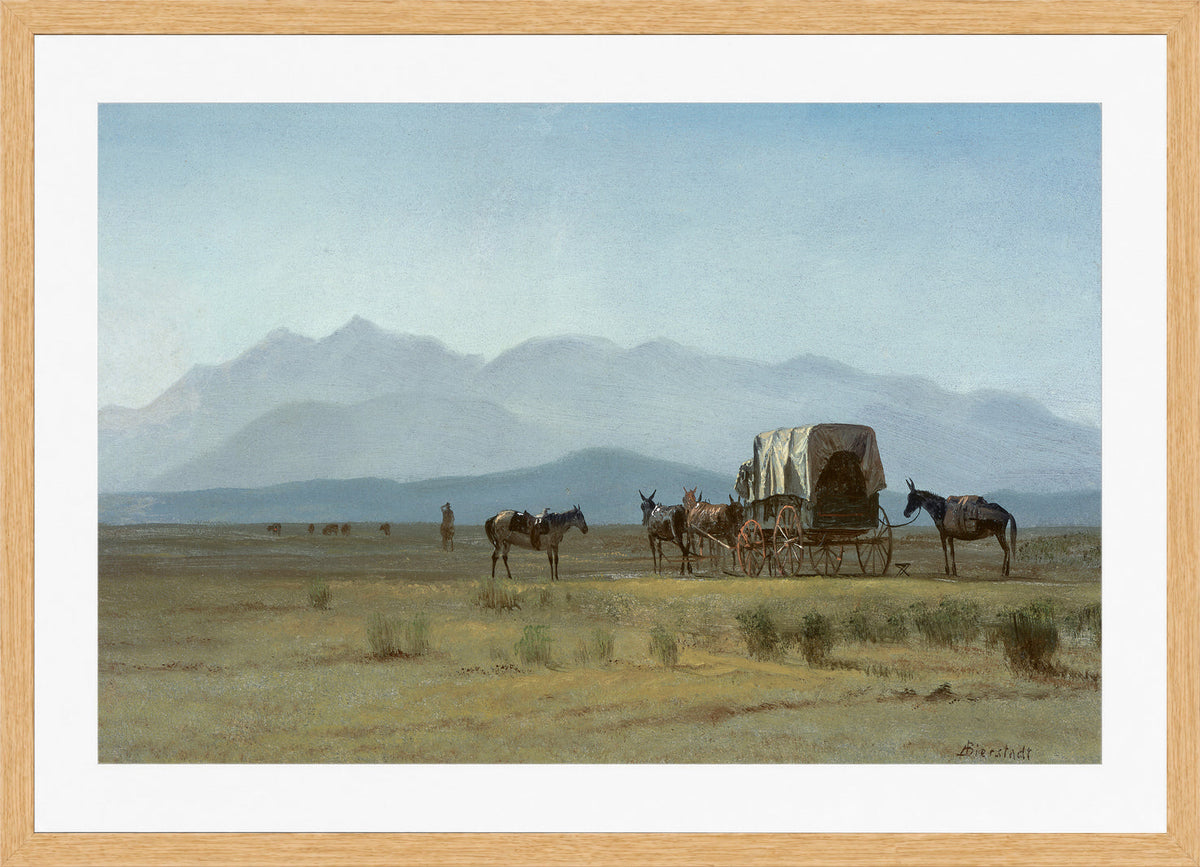 Albert Bierstadt Print, Surveyor’s Wagon in the Rockies in an oak frame