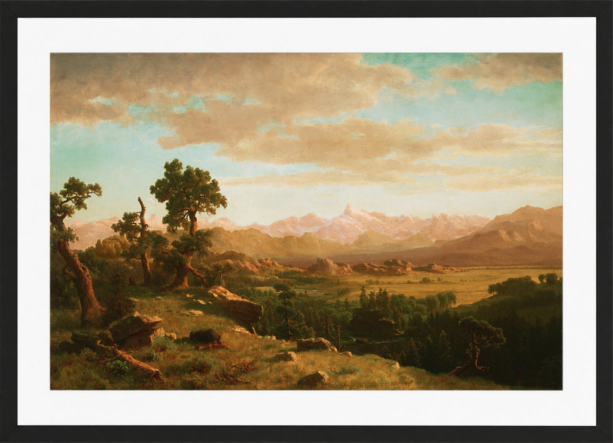 Albert Bierstadt Print, Wind River Country in a black frame