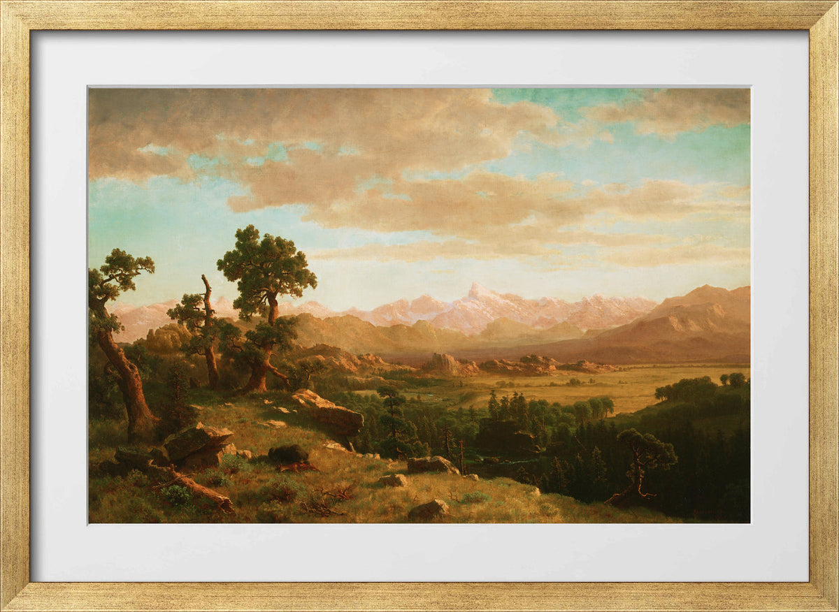 Albert Bierstadt Print, Wind River Country in a gold frame
