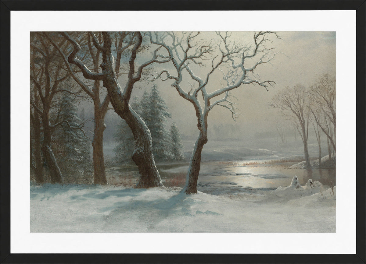 Albert Bierstadt Print, Winter In Yosemite in a black frame
