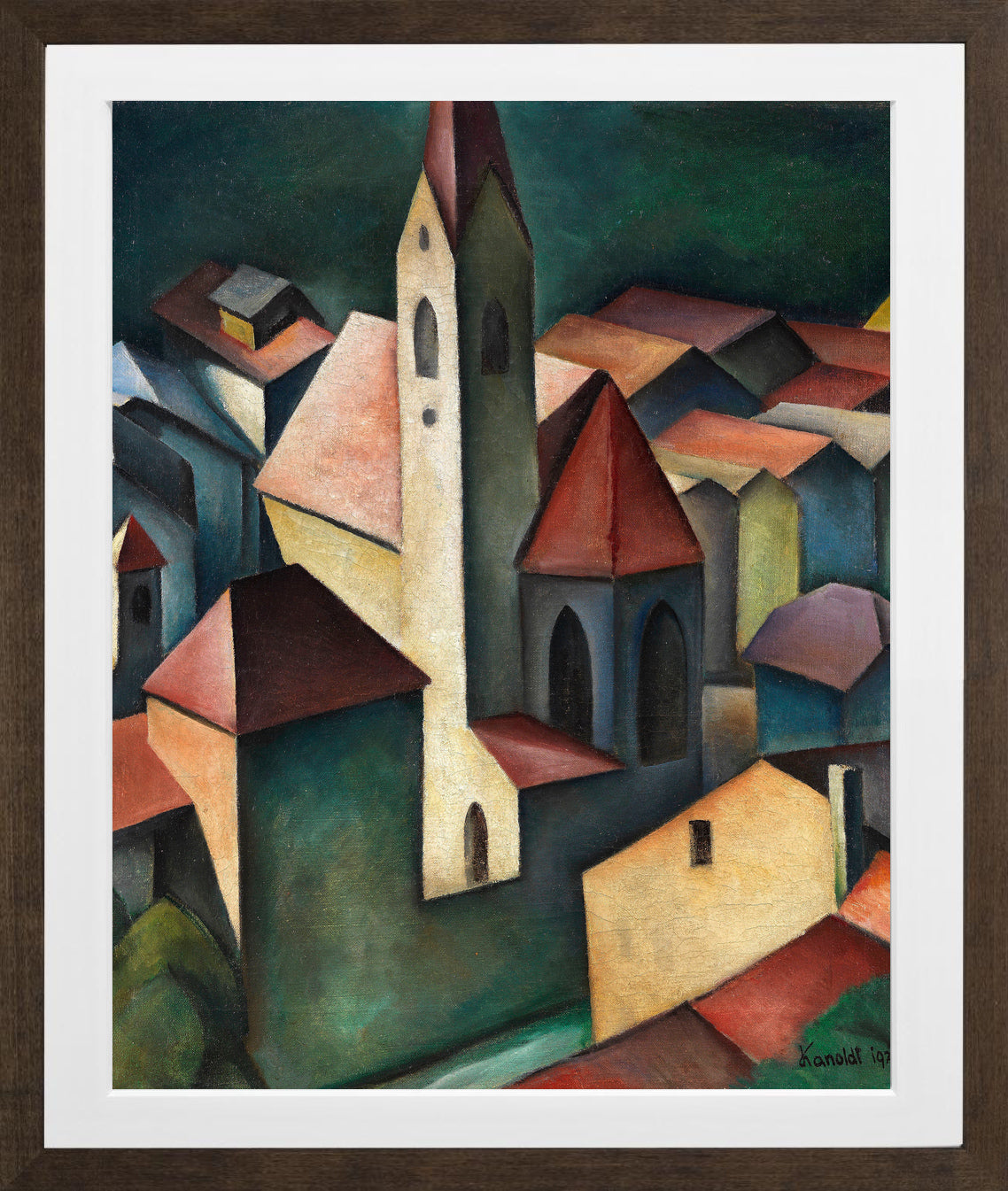 Die Kirche III (1920) by Alexander Kanoldt β brown frame