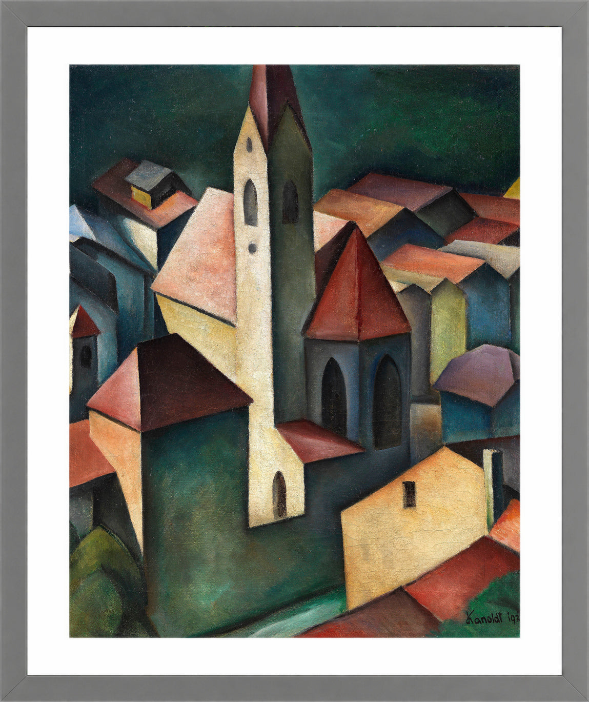 Die Kirche III (1920) by Alexander Kanoldt β light grey frame