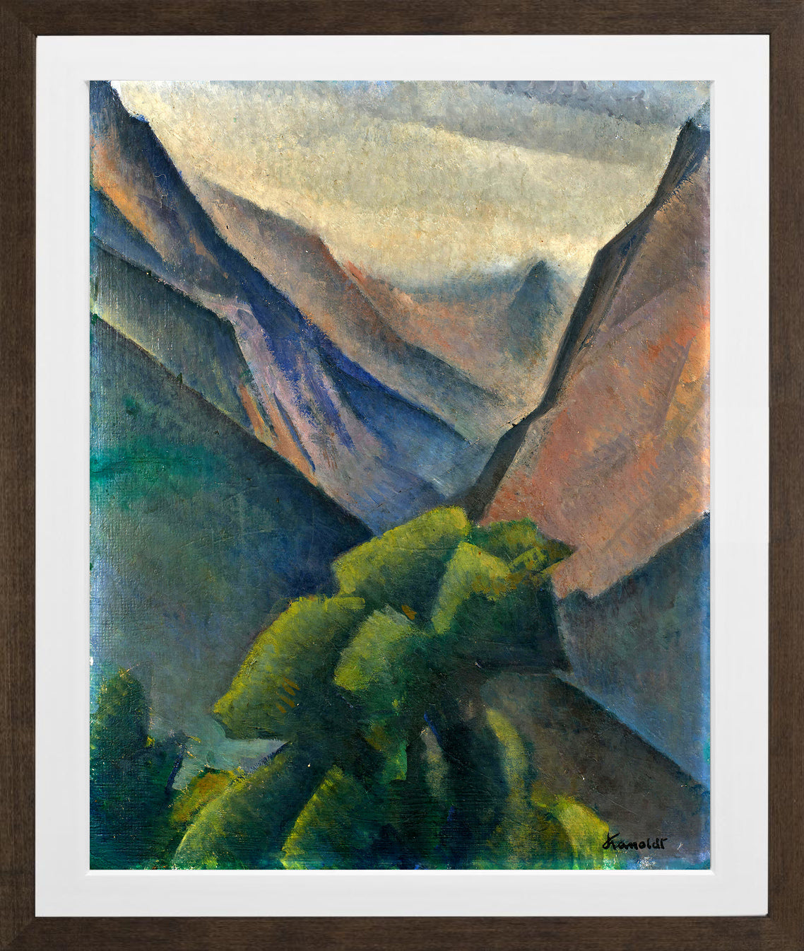 Gebirgsansicht (1930) by Alexander Kanoldt β brown frame