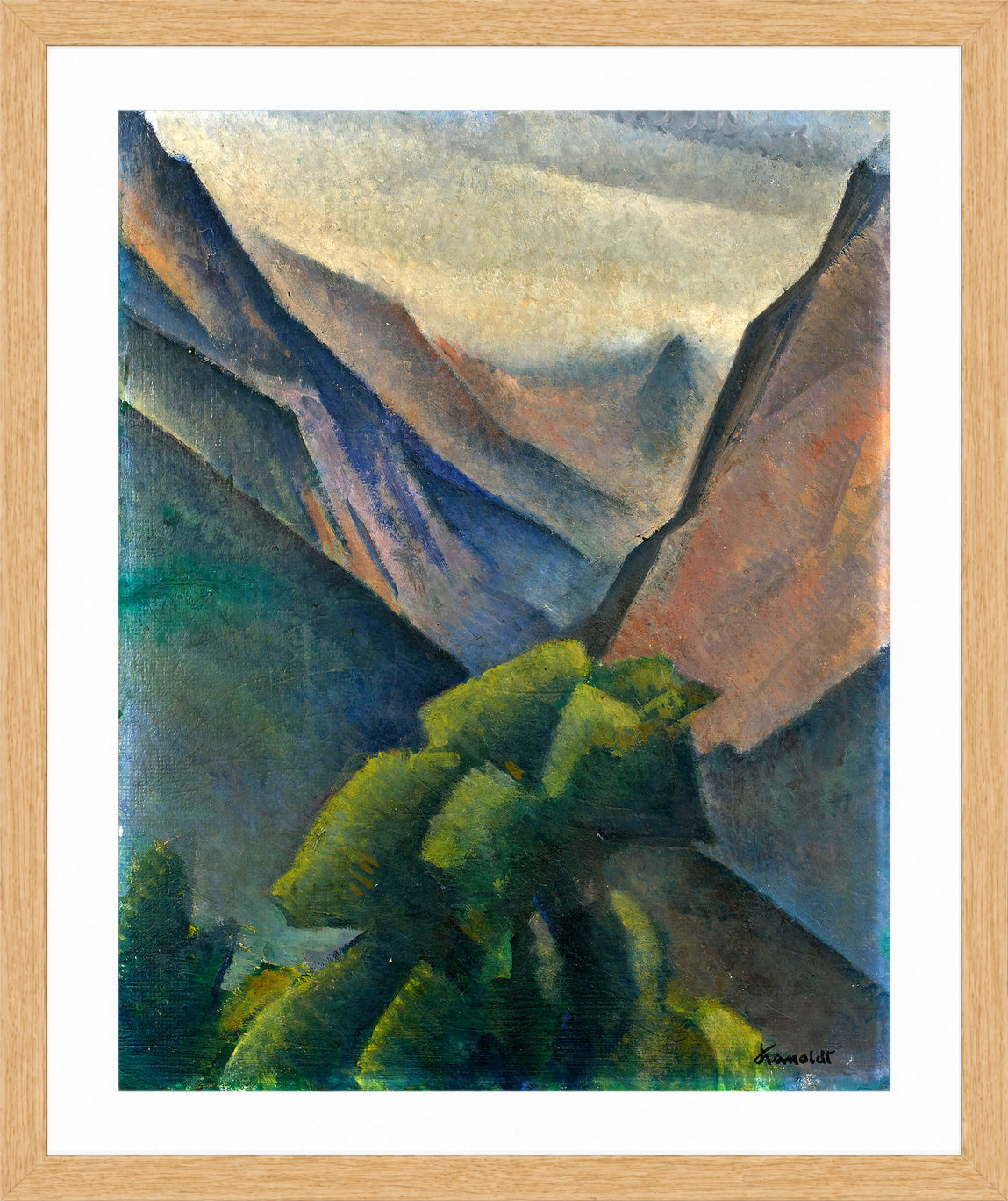 Gebirgsansicht (1930) by Alexander Kanoldt β oak frame