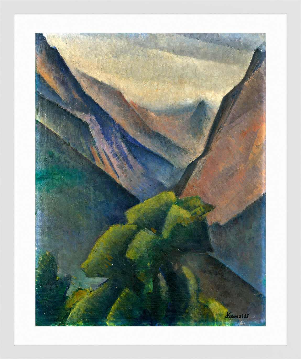 Gebirgsansicht (1930) by Alexander Kanoldt β white frame