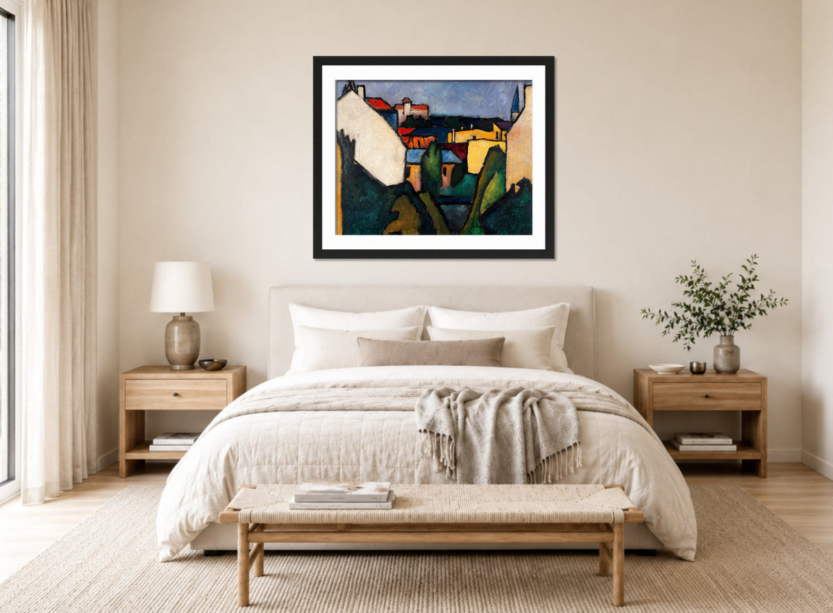 HΓ€user (1910) by Alexander Kanoldt β bedroom