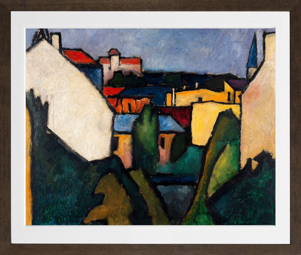 HΓ€user (1910) by Alexander Kanoldt β brown frame