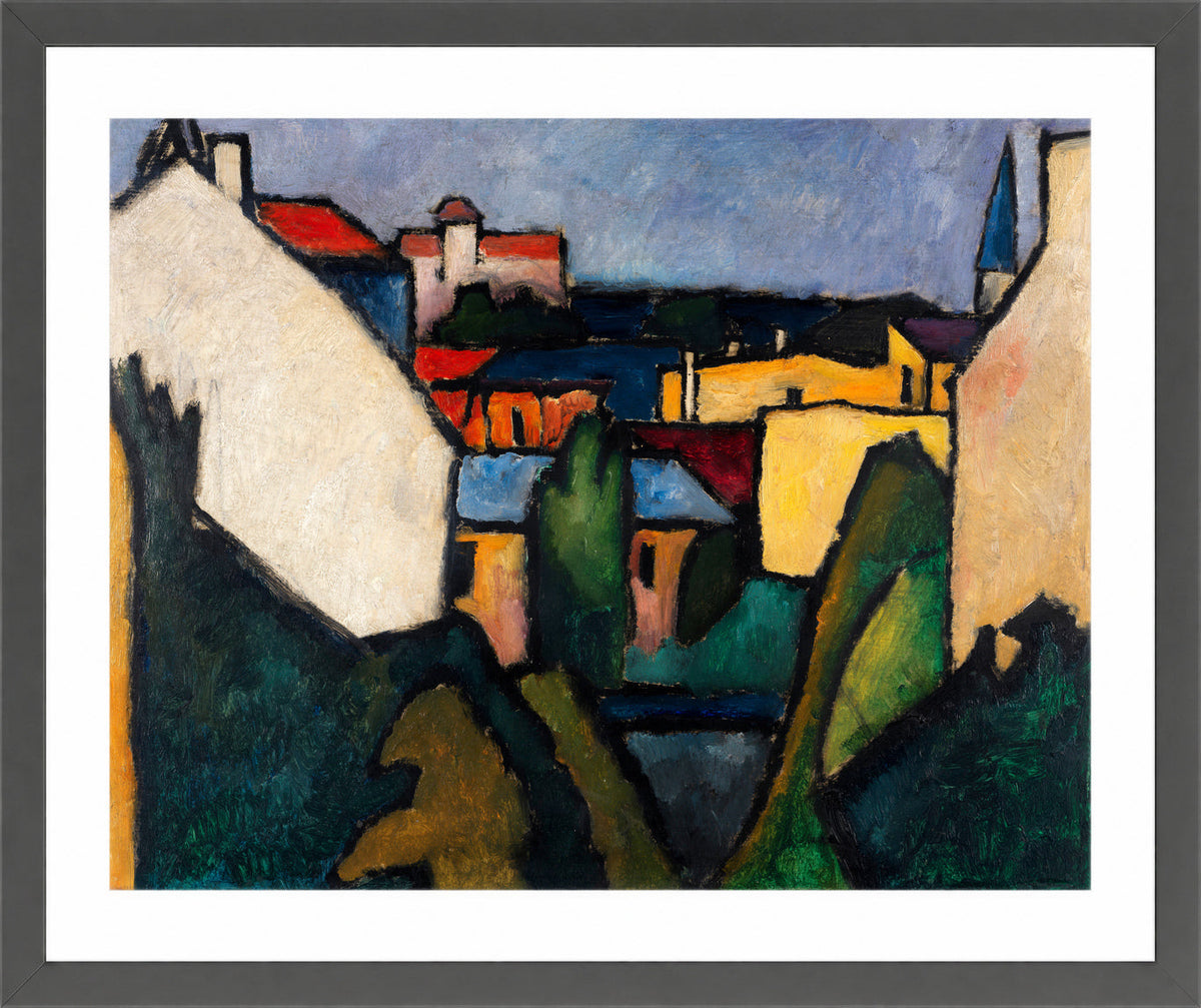 HΓ€user (1910) by Alexander Kanoldt β dark grey frame