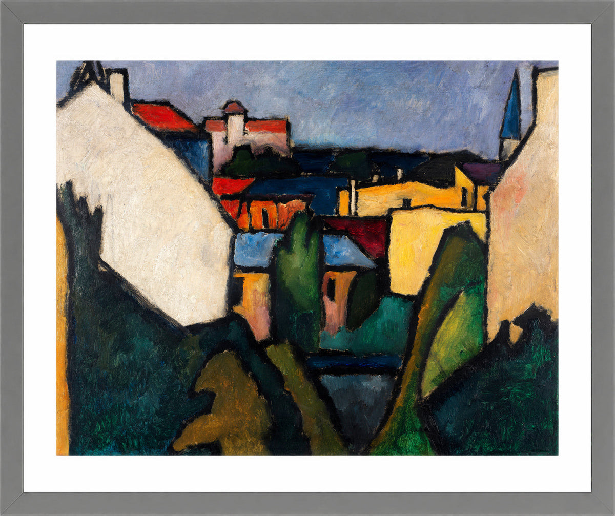 HΓ€user (1910) by Alexander Kanoldt β light grey frame