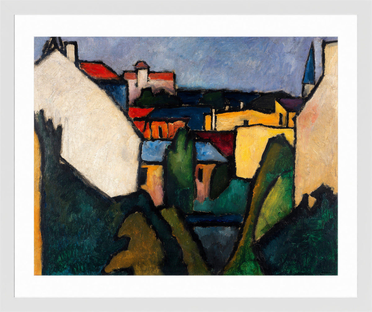 HΓ€user (1910) by Alexander Kanoldt β white frame