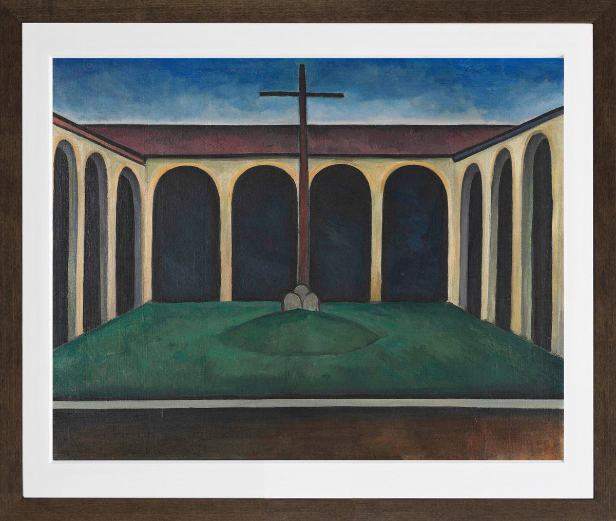 Kreuzgang I (1913) by Alexander Kanoldt β brown frame