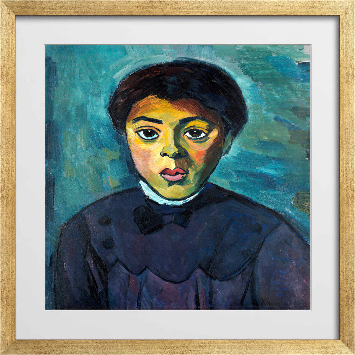Portrait of a Girl (1911) by Alexander Kanoldt β gold frame