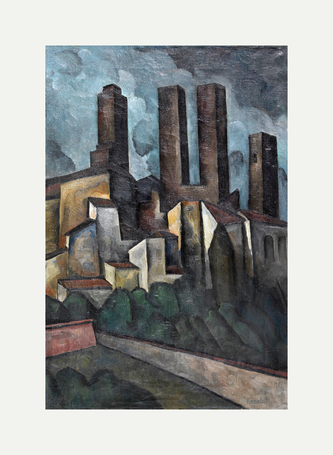 San Gimignano (1916) by Alexander Kanoldt — rolled canvas
