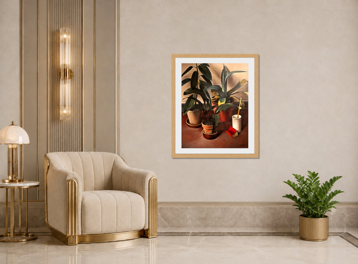 Still Life (1926) β Rubber Plant and Aloe by Alexander Kanoldt β art deco roomset