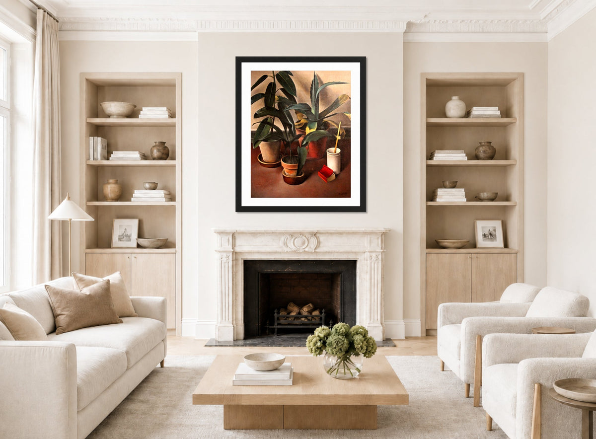 Still Life (1926) β Rubber Plant and Aloe by Alexander Kanoldt β living room roomset
