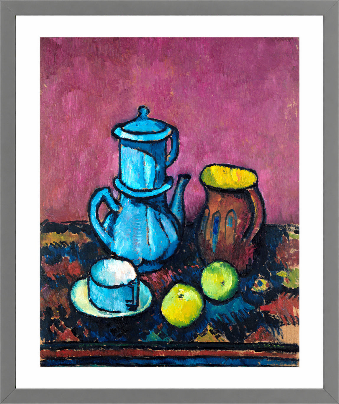 Still Life with Coffee Tableware and Apples (c. 1909β1910) by Alexander Kanoldt β light grey frame