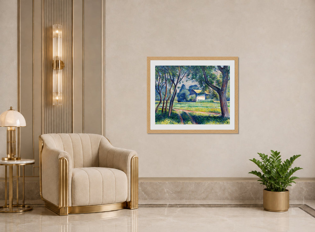 Wiesenlandschaft mit Gehöft (1921) by Alexander Kanoldt — art deco roomset