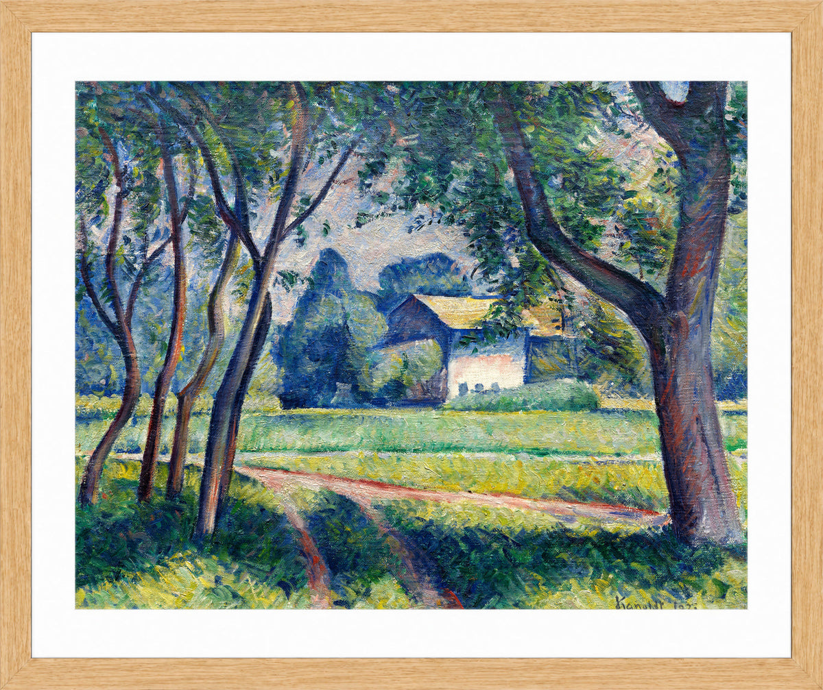 Wiesenlandschaft mit Gehöft (1921) by Alexander Kanoldt — oak frame
