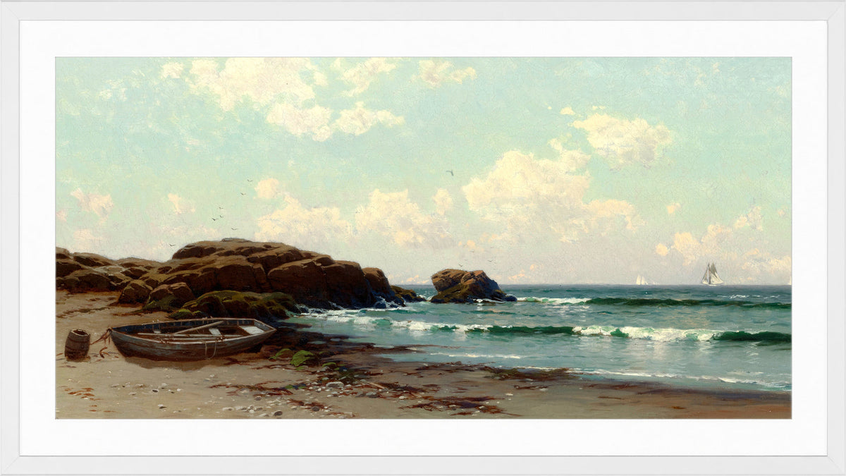 Alfred Thompson Bricher, Afternoon by the Ocean — white frame