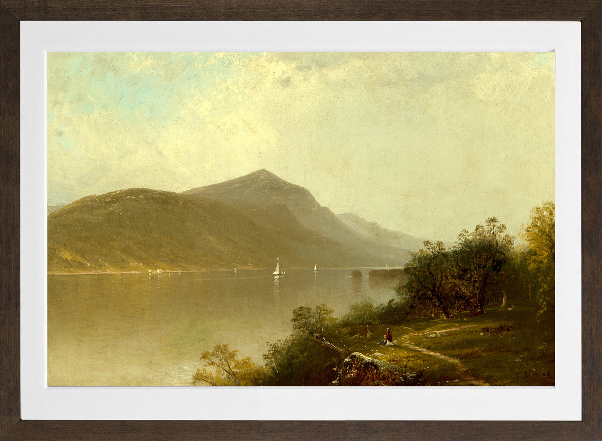 Alfred Thompson Bricher, Along the Hudson River (1872) — brown frame