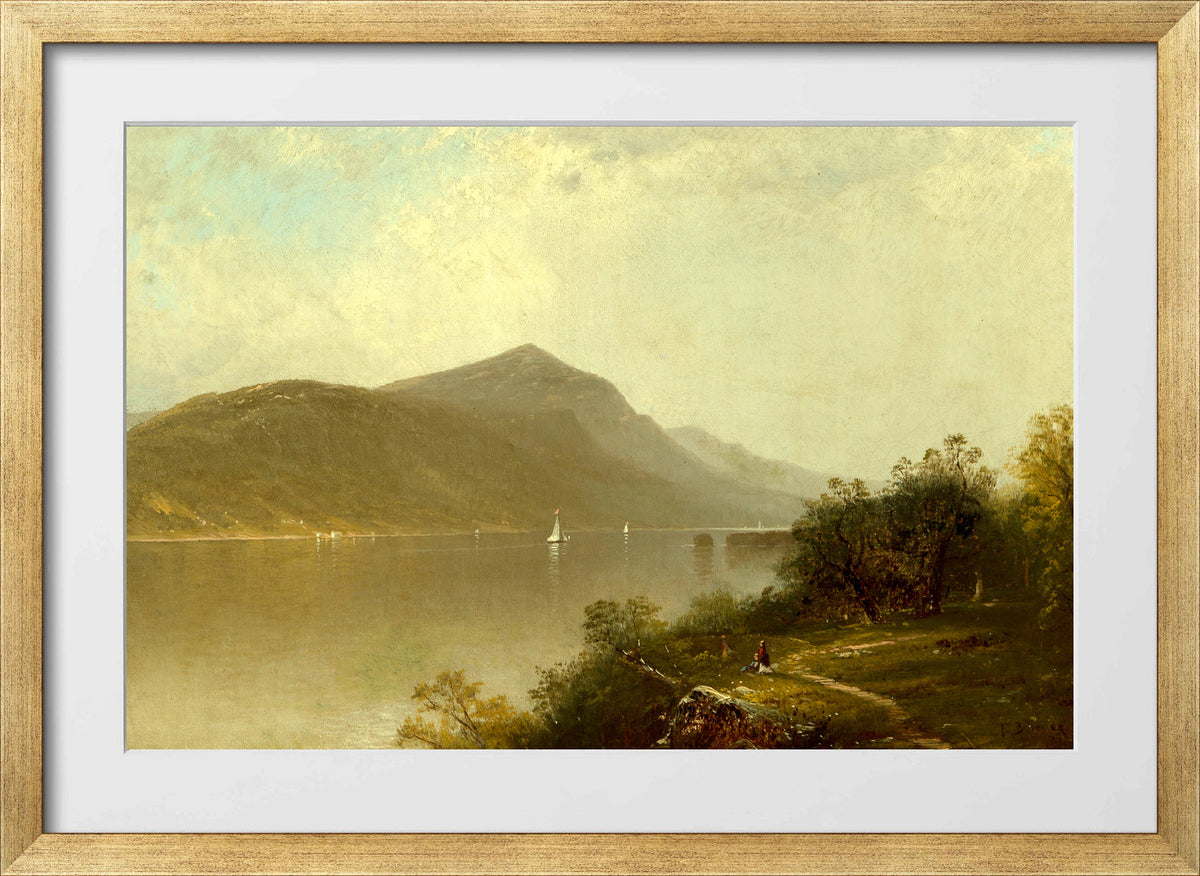 Alfred Thompson Bricher, Along the Hudson River (1872) — gold frame