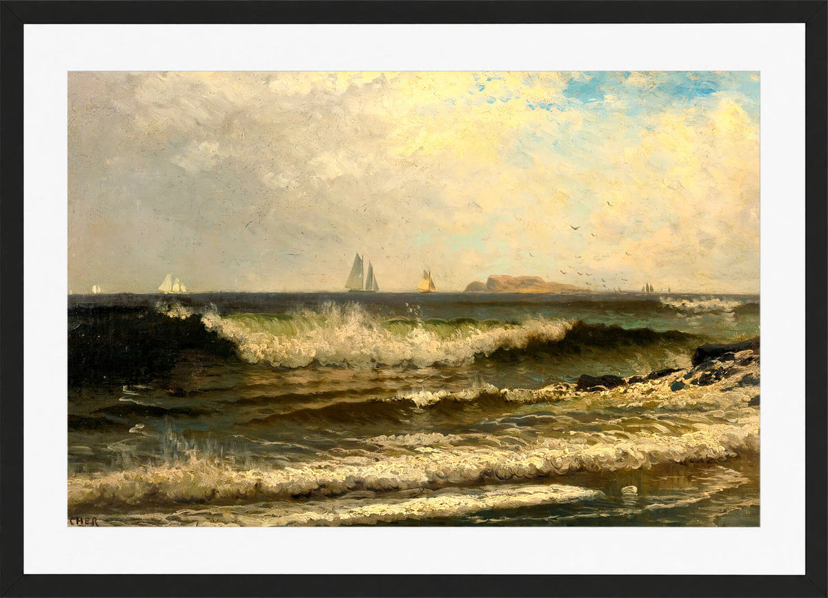 Alfred Thompson Bricher, Breaking Waves (circa 1882) — black frame