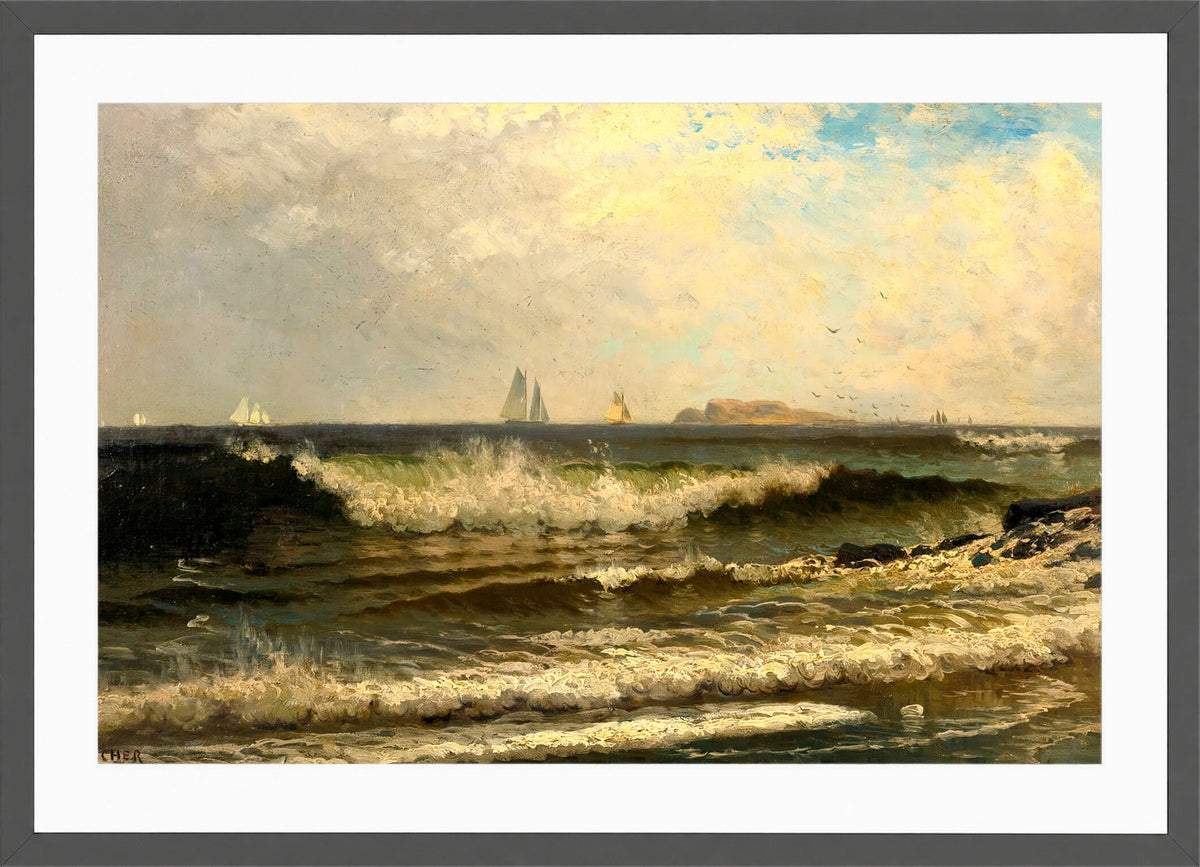 Alfred Thompson Bricher, Breaking Waves (circa 1882) — dark grey frame