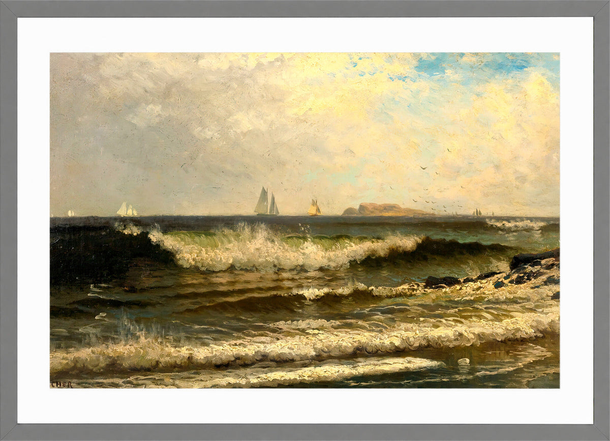 Alfred Thompson Bricher, Breaking Waves (circa 1882) — light grey frame
